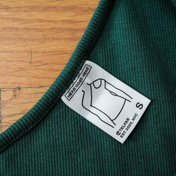 Telfar Cropped Asymmetric Tank in Forest Green‎ Size S Unisex Black Designer - Picture 5 of 7